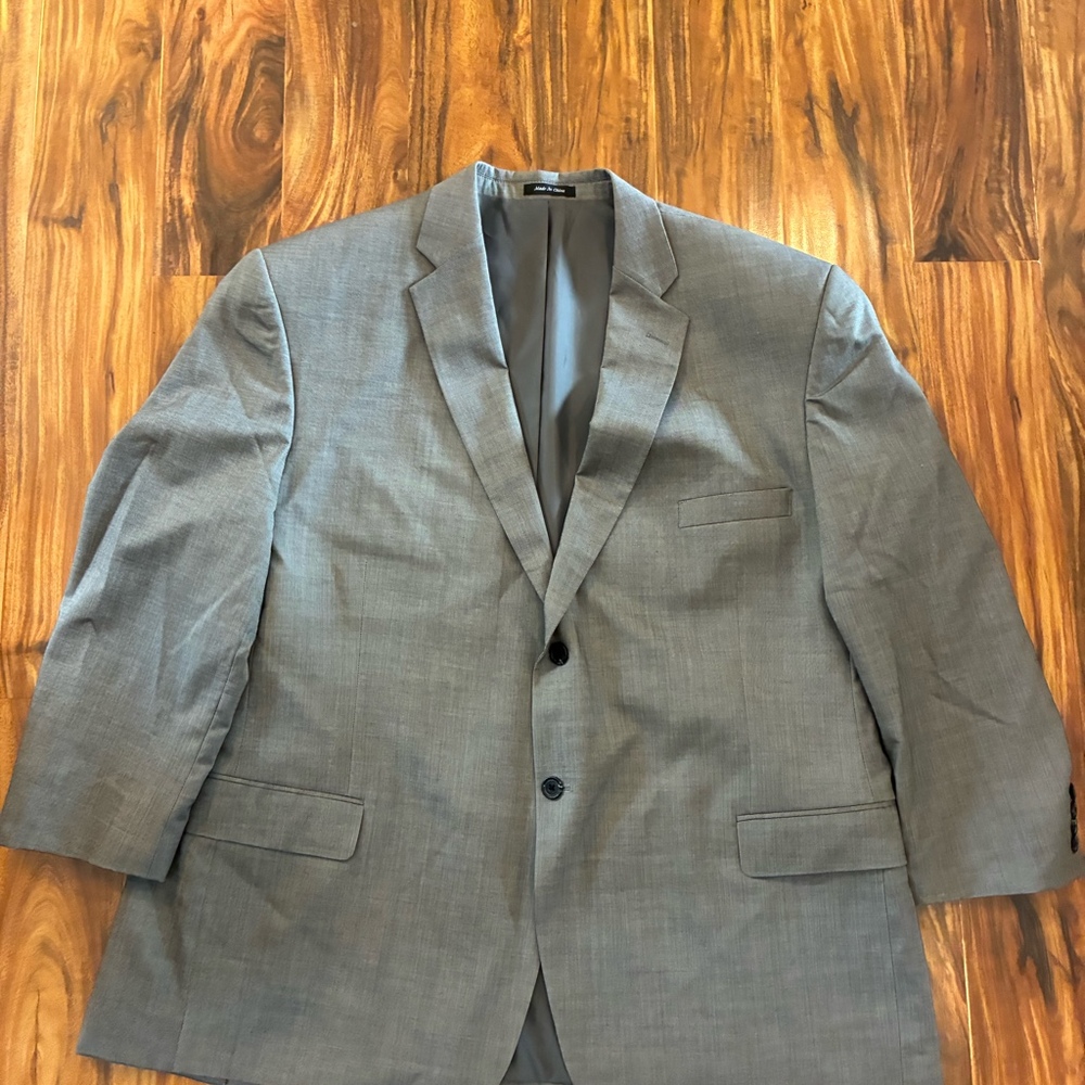 Lineage Mens 50R Gray Wool Blazer Sport Coat Big & Tall 2 Button‎ Two Vent
